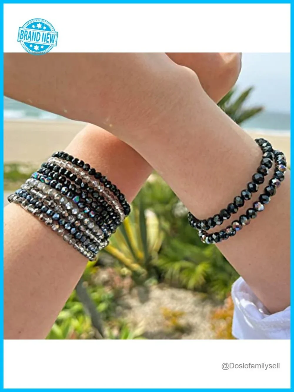 Crystal Glass Stretch Bracelet Stackable Layering Boho Beaded Friendship Gift